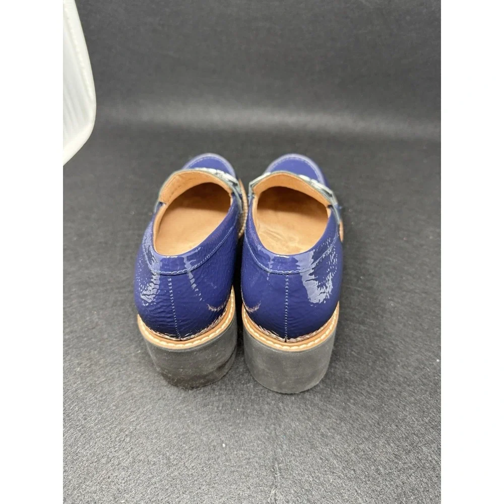 Naturalizer Womens Loafers Navy Blue Patent Chain Accent Comfort Shoes Size 8M
